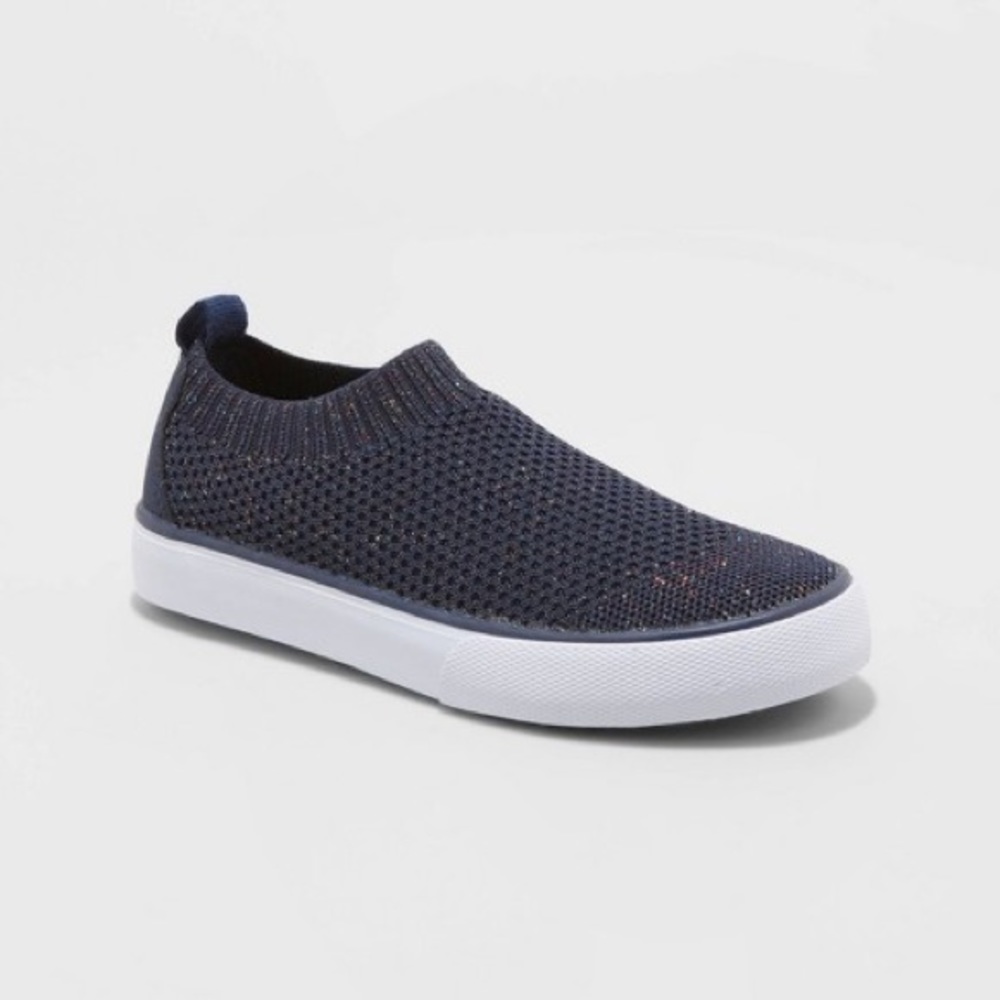 Cat & Jack Blue & White Sparkle Slip On Sneakers